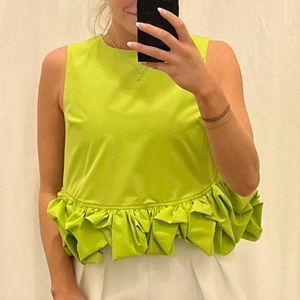 Fab’rik Bright Green Ruffle Top